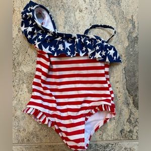 Infant girls Americana flag one piece swimsuit